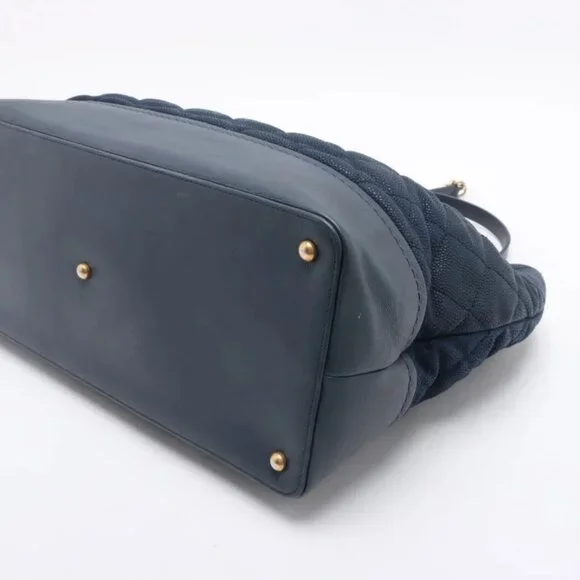 Chanel Matelasse Caviar Skin Two-Way Tote Bag Navy Blue - Picture 3 of 12